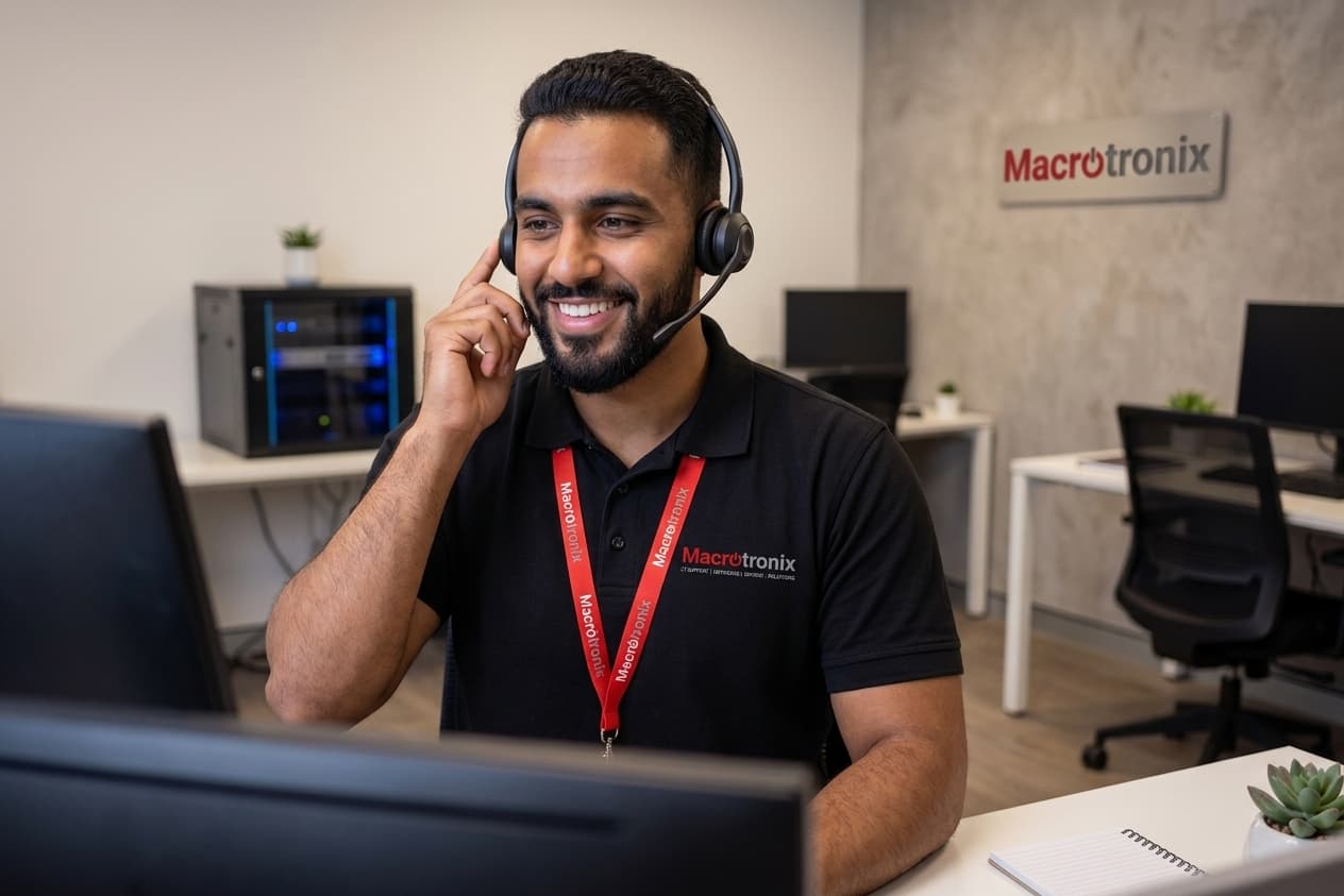 Macrotronix technician on the help desk